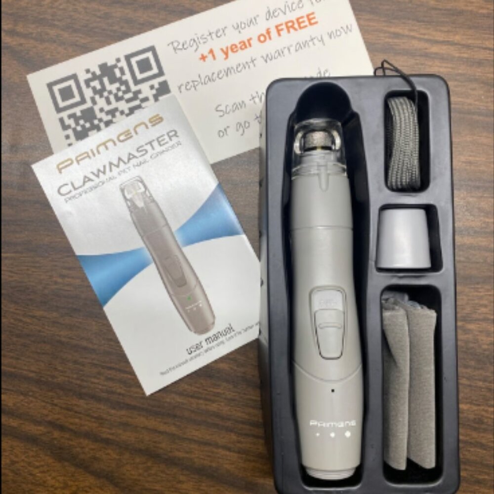 NEW Primens Clawmaster Professional Pet Nail Grinder Rechargeable w LED Light